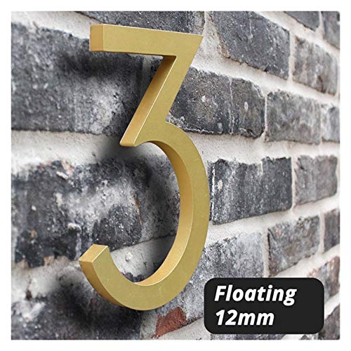 Numéro de porte 15 cm grand panneau architectural moderne flottant doré
