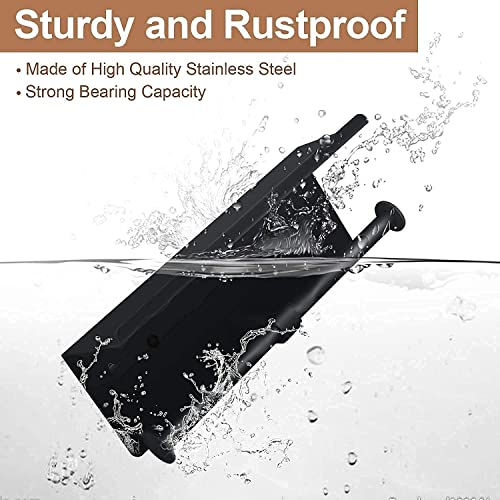 Toilet Paper Holder, Stainless Steel Toilet Ppaper Storage With Phone Shelf & 2 Pack Wall Mounted Coat Rack 5 Tri Hooks For Hanging Coats Hats Towels Keys #TOP1