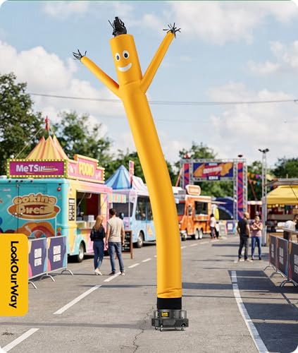 Image of LookOurWay Air Dancers Inflatable Tube Man Attachment - 20 Feet Tall Wacky Waving Inflatable Dancing Tube Guy for Business Promotion - Blower Not Included - Yellow