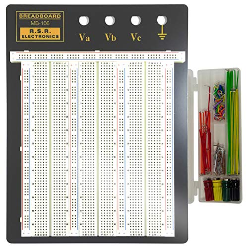 RSR MB106 Solderless Breadboard, 2,390 Contact Points, 4 Binding Posts, Metal Backplate with 140 Piece Jumper Wire Kit