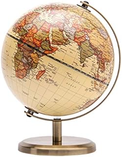 Exerz 14cm World Globe Mini Antique Globe - Educational/ Geographic/ Modern Desktop Decoration - 14cm Diametre Metal Arc and Base Bronzed Colour - School, Home, and Office