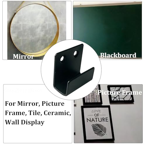 Image of 12 Pcs Wall Mount Hanger Bracket, Mirror Hanger Brackets, Wall Hanger for Mirrors, Picture Frame, Tile, Ceramic, Wall Display (Large Size, Black)