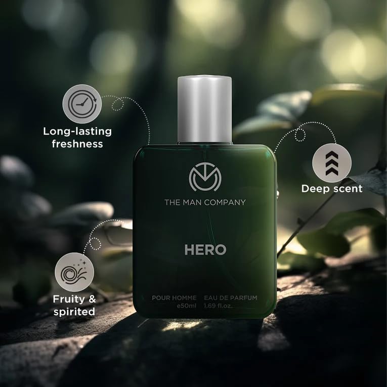 Image of The Man Company Hero Perfume for Men - 50ml | Premium Long-Lasting Fragrance | EDP for Men (Eau De Parfum) | Valentine gift Set for Boyfriend, Husband