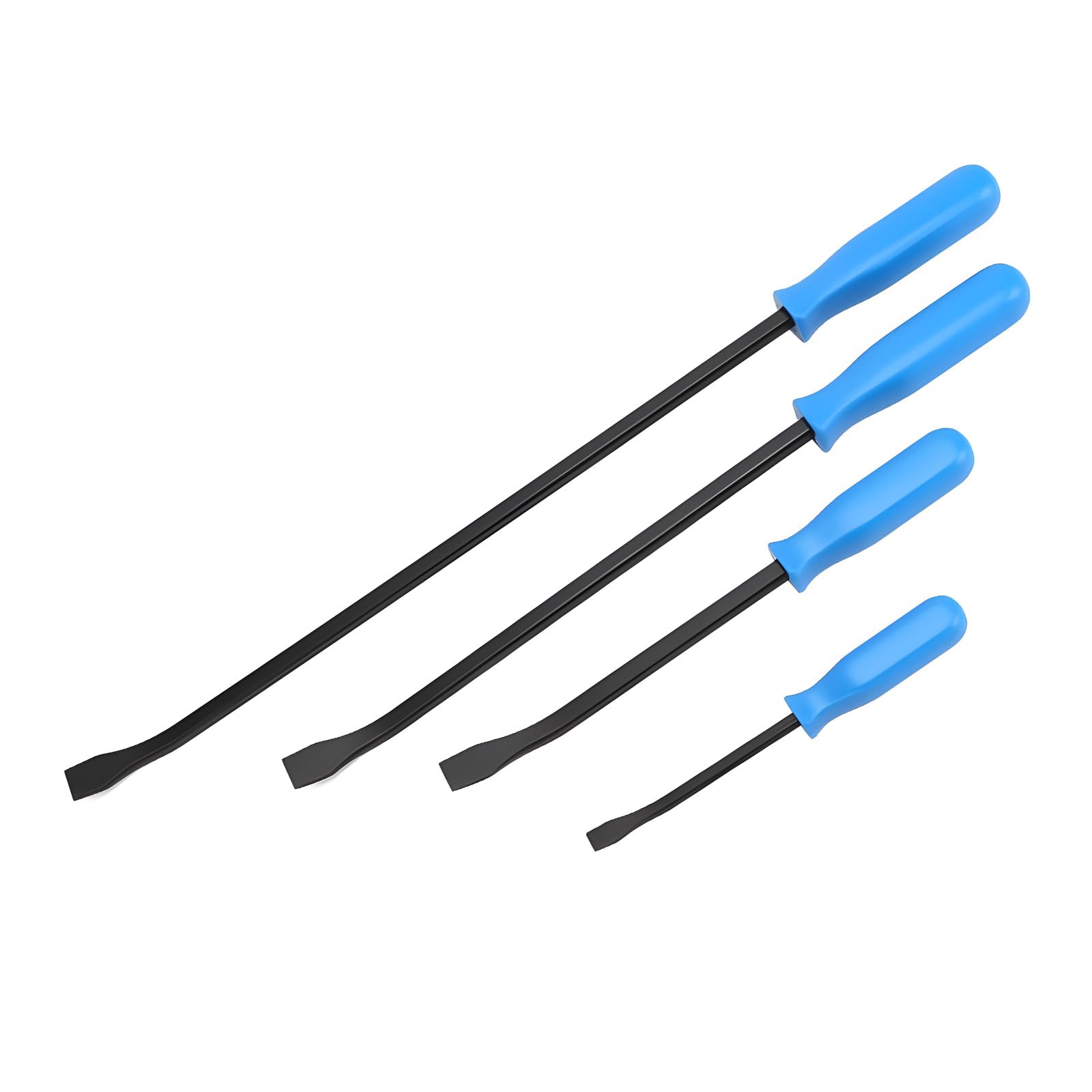 Pry Bar Set Heavy Duty, Thicker Hammer Strike Cap, Angled Tip, Mechanic Hand Tools for Automotive, Demolition, Nail Puller, Crowbar | 4-Piece