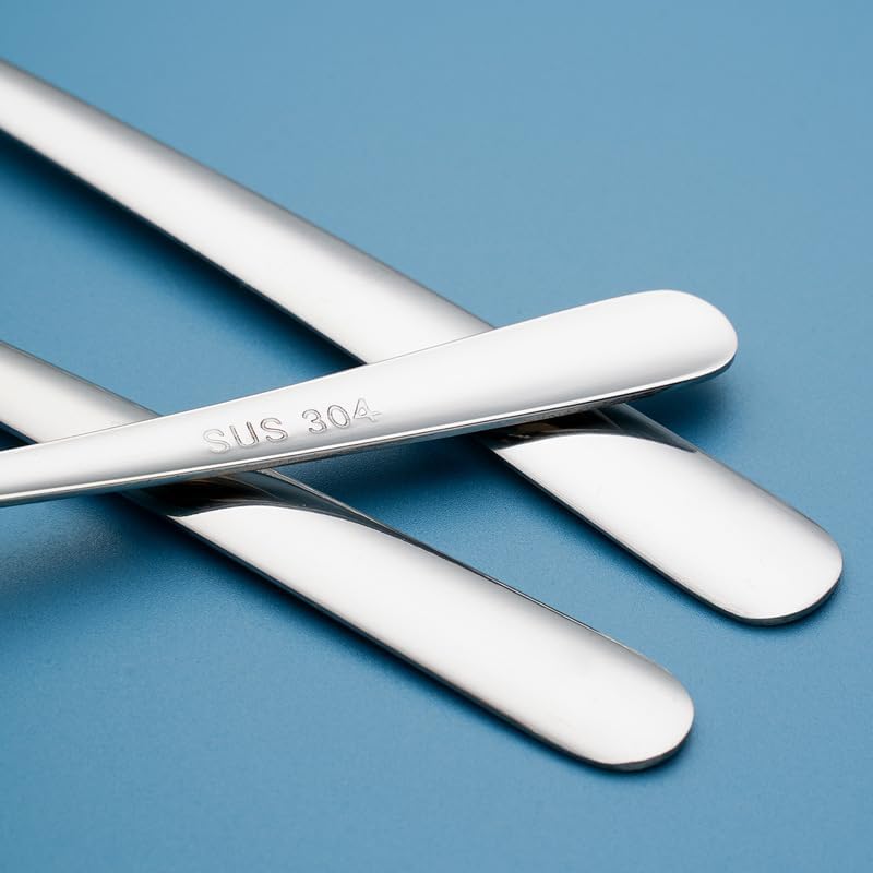 Silverware Flatware Set, 1/4/6/8/10/12 Pieces Long-handled 304 Stainless Steel Spoons, Thickened Flat-bottomed Spoons, Creative Household Spoons, Rice Spoons, Soup Spoons(10 Pieces)