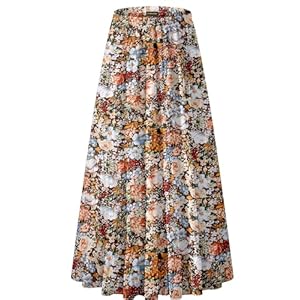 NASHALYLY Faldas largas acampanadas plisadas de cintura alta elástica de gasa para mujer