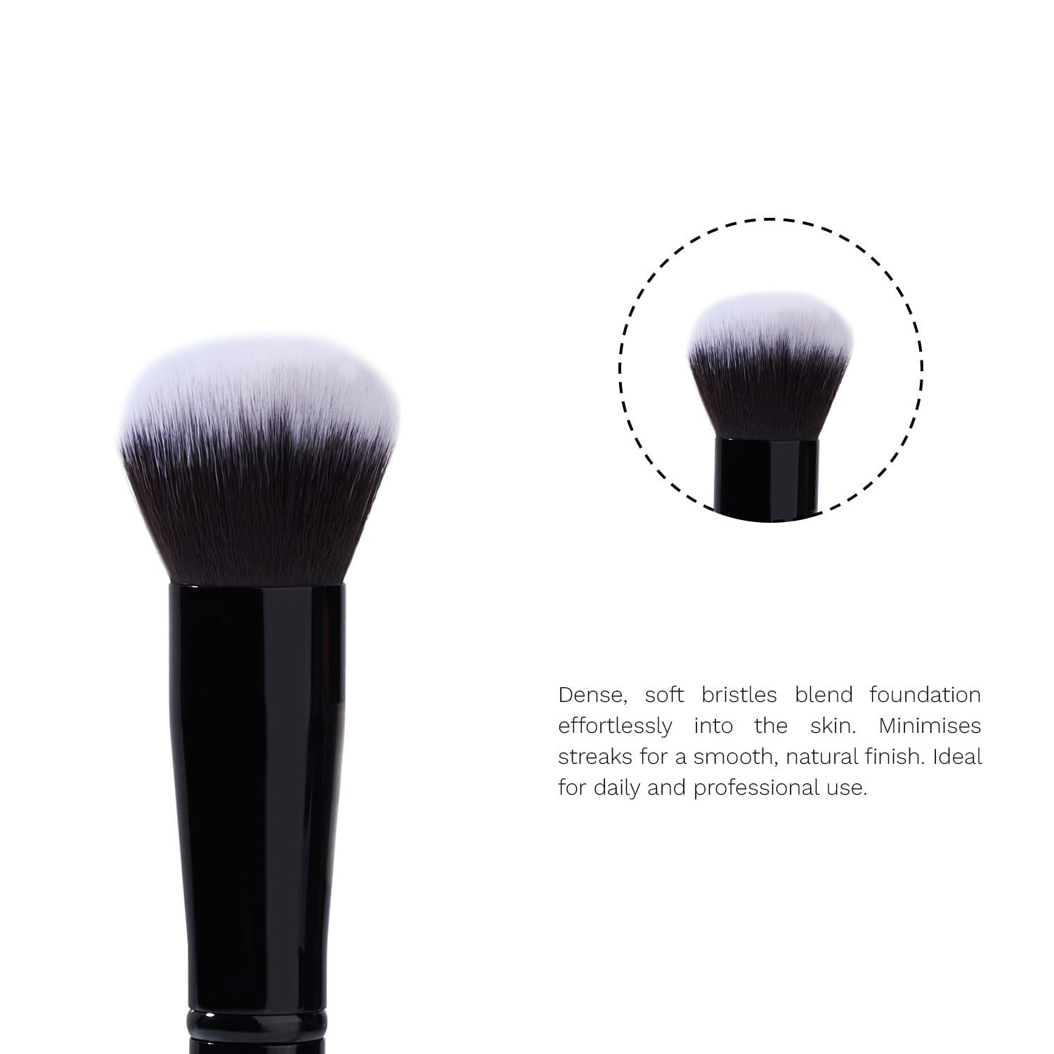 PAC Foundation Blending Brush 231 | Synthetic Bristle Makeup brush | Face Brush for Cream, Liquid And Powder Formulation | Medium Coverage Application | Black - 1 Brush 1