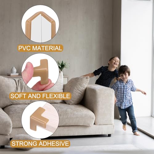 Image of uxcell Corner Protectors, 12 Pcs Table Corner Protectors, Furniture Corner Guard and Edges Safety Bumpers for Table Edges and Sharp Corners (T-Shaped, Brown)