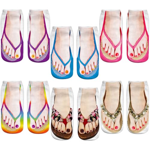woosnscly Women 3D Print Ankle Socks Slipper Socks 5-8