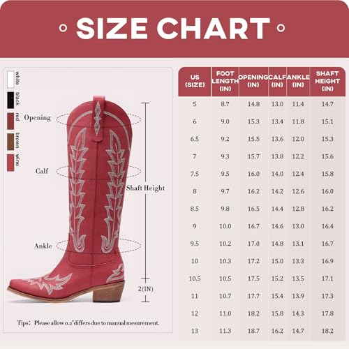 Image of Rivalran Cowboy Boots for Women - Knee High Pointed Toe Chunky Heel Pull On Zipper Western Cowgirl Boots, Retro Country Vintage Fashion Tall Boots