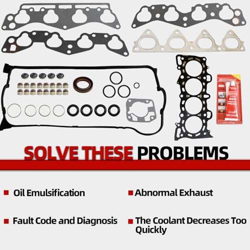 Image of MITZONE Cylinder Head Gasket Set, Cylinder Head Gasket Bolt Set & Timing Belt Kit Fit for Honda Civic 1996-2000 1.6L L4 Honda D16Y5 D16Y7 D16Y8 Engine Replace HS54234 HB4029 TKH005