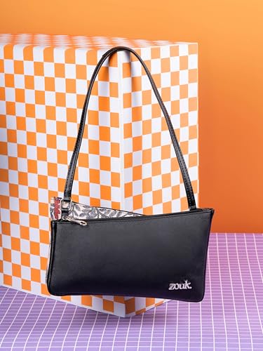 Image of ZOUK Kiya Small Shoulder Bag for Women - Dual-Sided Shoulder Bag with Criss-Cross Design| Handcrafted Purse with Dual Zipper Compartments & Water-Resistant Lining |