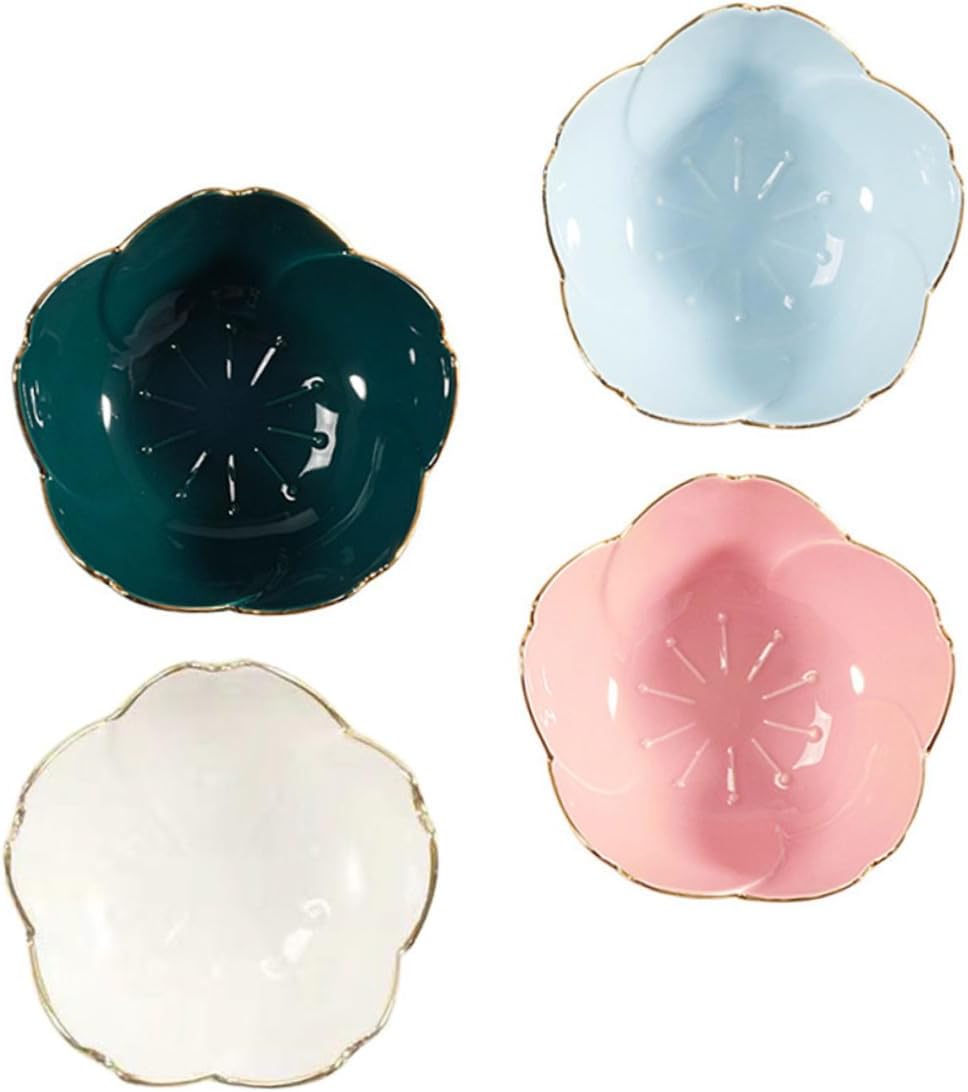 4Pcs Ceramic Soy Sauce Dish Shaped Small Dipping Bowls for Condiments Appetizers and Sushi Elegant Ceramic Sauce Dishes for Side Dishes
