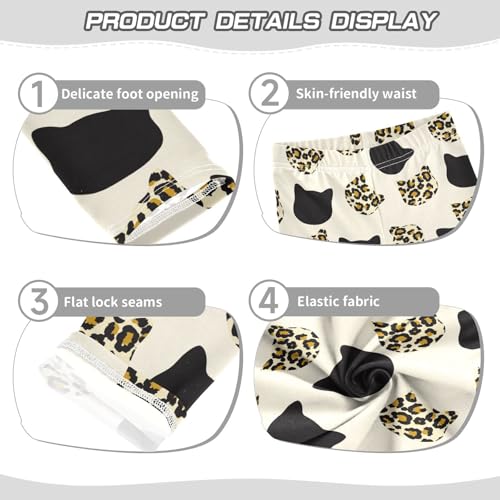 Leopard Cat Girls Leggings,Workout Leggings for Girls Toddler Athletic Legging Size for 3-10T3