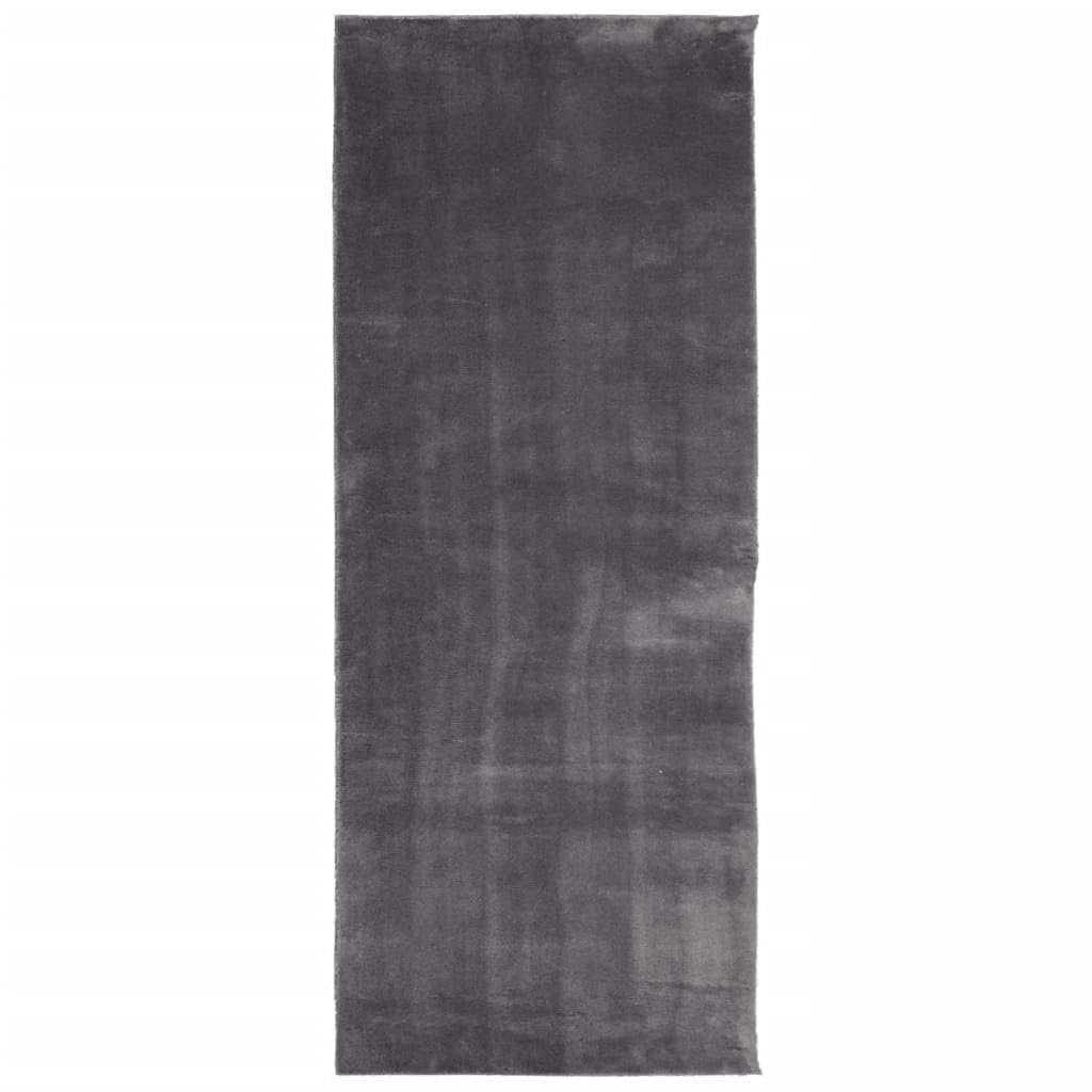 Tapis de couloir 80x200 cm anthracite HUARTE lavable en machine pour salon et bureau