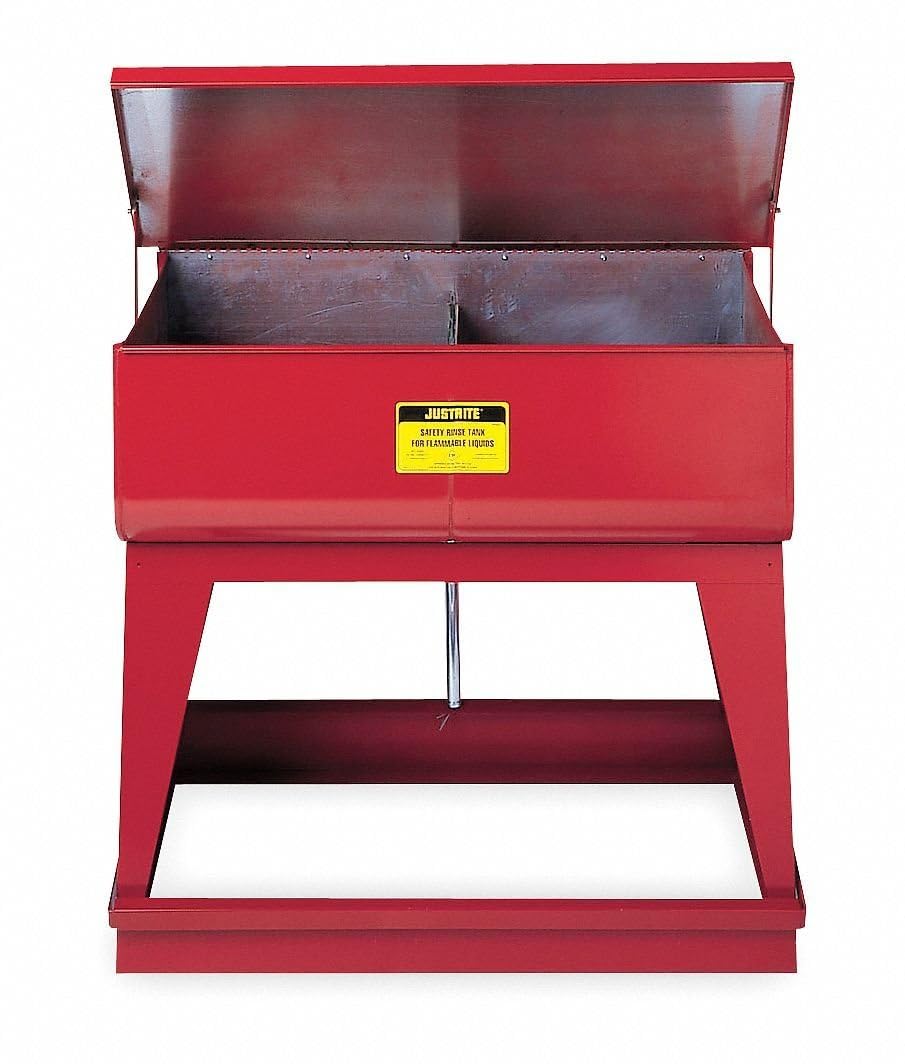 Justrite 27140 18-Gauge Coated Steel Twin Chamber Floor Standing Rinse Tank, 8 Gallon Capacity, 24