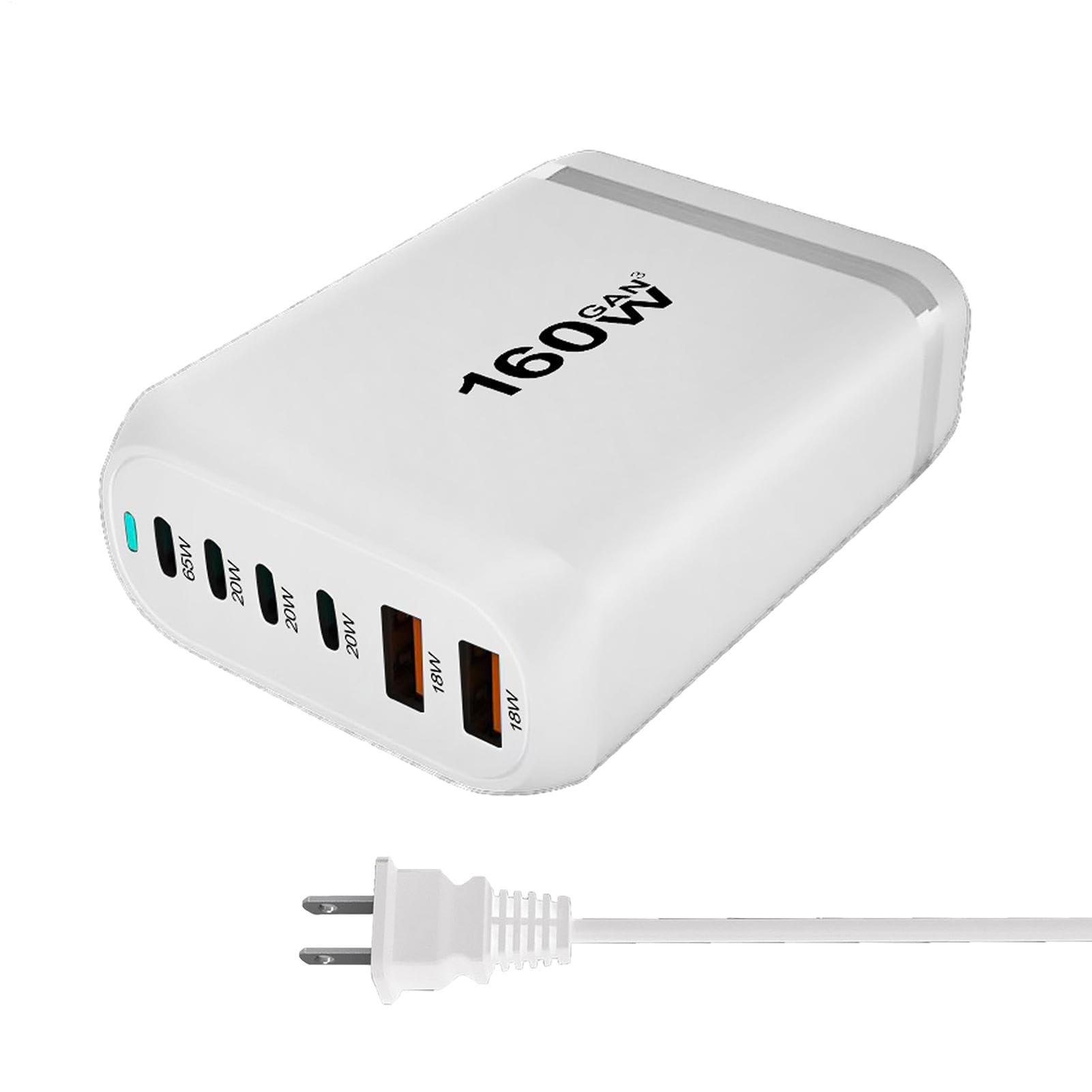 1 chargeur USB 160 W – Hub USB à charge rapide, chargeur USB puissant