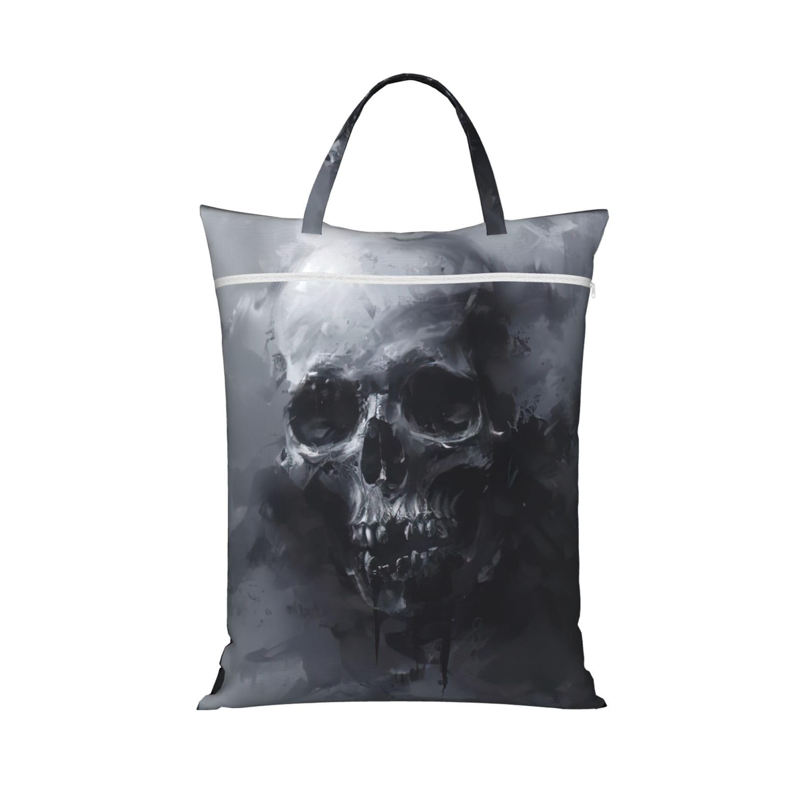 Pphgut 1 Pc Horror Ghost Skull Print Travel Laundry Bag Portable Dirt Clothes Bags Daily Hiking Camping Vacation