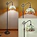 Produktbild HUIRUI Vintage Tiffany Stehlampe, Schlafzimmer Wohnzimmer Stehleuchte, Antik Standllampe mit Fußschalter, 165cm, Retro Buntglas Lampenschirm Wohnzimmerlampe, E27 max. 40W