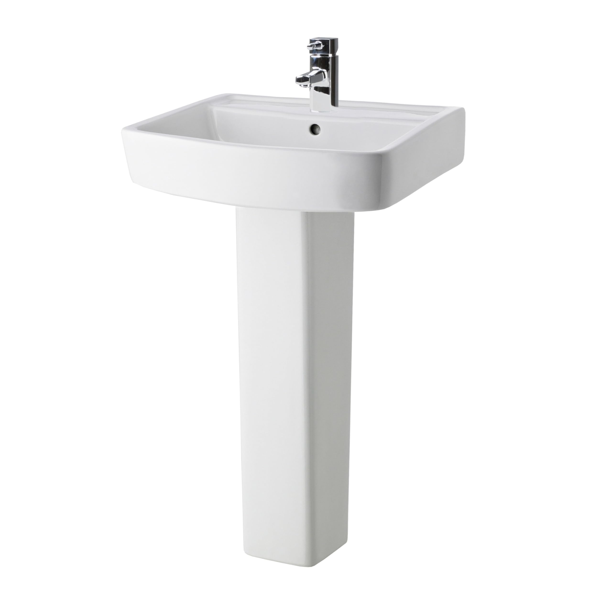Balterley Forsbrook Square 1 Tap Hole Bathroom Basin & Full Pedestal520mm from B&Q
