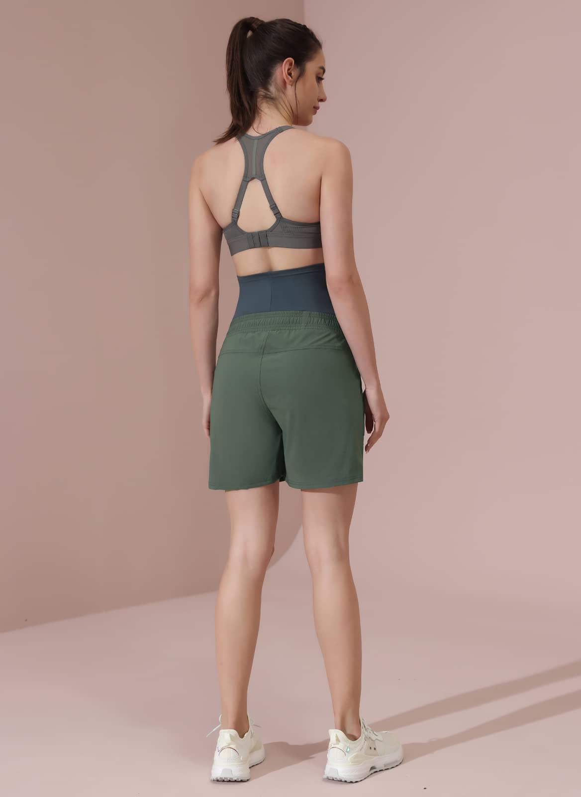 Maacie Umstands-Wandershorts ad asciugatura rapida, impermeabili, 12,7 cm, per allenamento e attività all'aria aperta, verde oliva, S