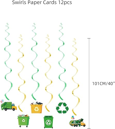 Miniatura 5 de 56 piezas de suministros para fiesta de cumpleaños de camión de basura, juego de decoraciones de cumpleaños con temática de camión de basura,