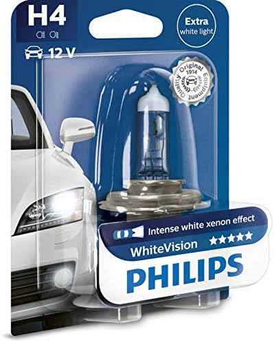Philips 12258WHVSM WhiteVision Halogen Headlamp Bulb H1/W5W, 12 V