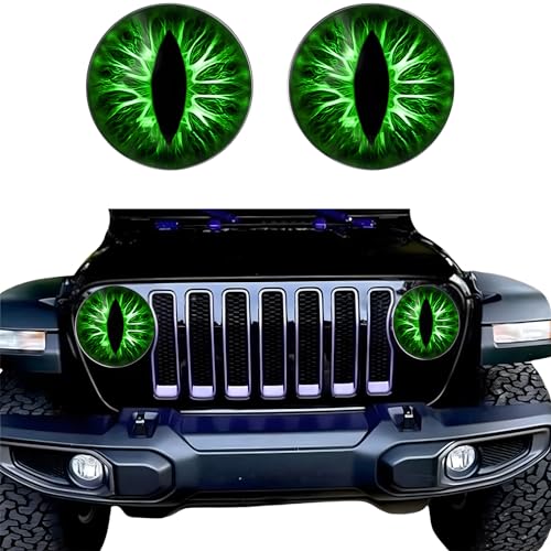 Image of Beast Eyes Headlight Decals Pair,Funny DIY Decals for Truck Car Body Window Bumper Decoration Headlight Decal 3D Stereo Eyes Stickers Decal Round Headlight Decal(2Pcs 8In) (G)