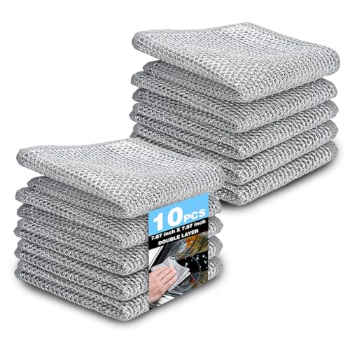Image of Urbanscape Steel Scrubber for Kitchen - 10-Pack Non-Scratch Dish Wash Scrubber Cloth | Heavy-Duty Stainless Steel Dishwasher for Home | Kitchen Cleaning Cloths & Utensil Gadgets
