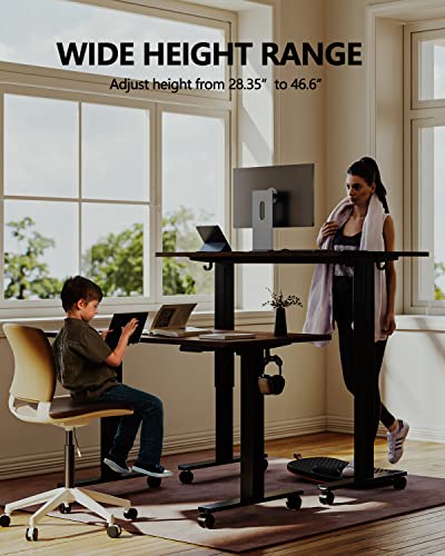 Banti Standing Desk, 55 X 24 Inch Electric Stand Up Height Adjustable Home Office Table, Sit Stand Desk With Splice Board, Rustic Brown #TOP3