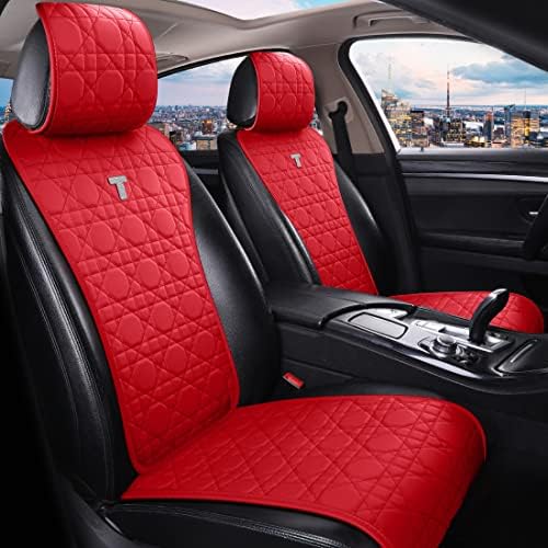 Begonydeer Red Car Seat Covers Universal Faux Leatherette Auto Seat Covers Luxury Automotive Vehicle Cushion Cover 2/3 Covered 11pcs Fit Car Auto Truck SUV (S-China Red)