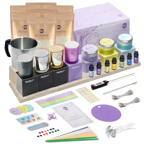 RU HANDMADE Soy Candle Making Kit - Full Set - Soy Wax, Big 7oz J...