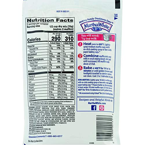 Martha White Muffin Baking Mix, Chocolate Chocolate Chip, 7.4 Ounce, Pack of 12