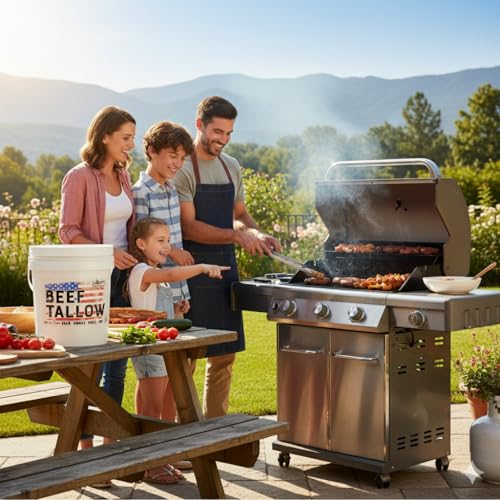 Image of LeRoy's Rocky Mountain Beef Tallow - 7 lbs Bucket - 100% Pure Rendered Beef Fat for Cooking, Frying & Grilling - High Smoke Point - Keto, Paleo & Carnivore Diet Friendly - No Additives, USA Made