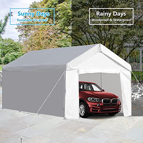 Lvuyoyo Carport, 10X20 Ft Upgraded Heavy Duty Carport With Removable Sidewalls And Doors - Portable Garage Car Canopy Boat Shelter Tent For Auto, Boat, Party, Wedding, Market Stall #TOP5