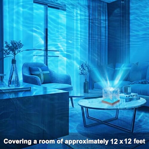 Image of RICHMYC Ocean Wave Projector Light, 16 Colors Gradual Rotating Water Lamp with Remote Control, Beach Decor Sea Themed Northern Lights Projector for Office Bedroom Bar Restaurant(Plug in 4.7in)