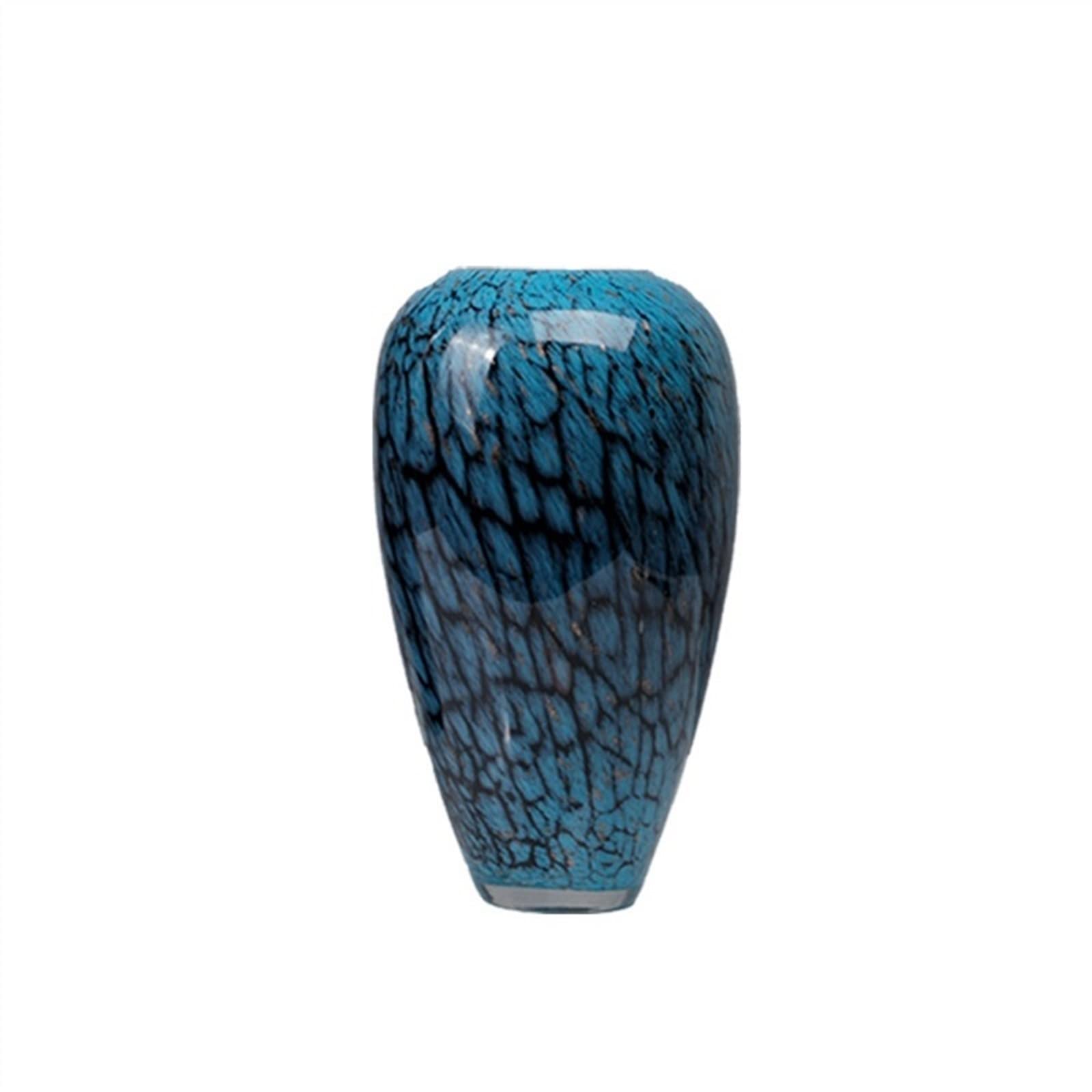 asdchZen Vases Classic Living Room Porch Blue Enamel Color Floor Glass Vase Flower Arrangement Tv Cabinet Soft Decoration Flowers Vases,A-Small