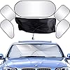 Tallew 6 Pieces Car Windshield Umbrella Sun Shade Auto Sun Shade Sun Visor Reflective Sun Cover for Car Windshield Full Rear Window Shades Side Window Shades for Automotive Interior Cool