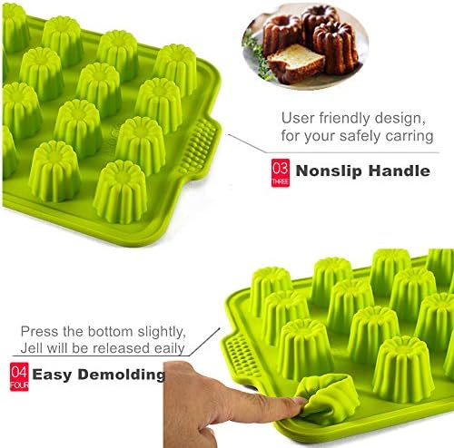 KeepingcooX® 20 Cavity Jelly Mold Gourmet Style Cannele Bordelais Mould, Mini Muffin Tin, Silicone Baking Mold for 20 canelés, Cold and Heat-Resistant, Non-Stick Cupcake Form, Random Color