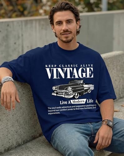 Image of AUSK Men's Half Sleeve Regular Tshirt, Graphic Print Round Neck Tshirt