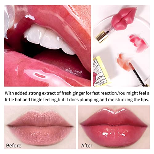 Lip Plumper Gloss Moisturize Hydrating Liquid Lipstick Smooth Wet N Wild Jelly Lip Gloss Stick Honey Shine Lip Sexy Red Plumping Lip Best Clear Lip Plumper Balm Liquid Party Disco (Nude Color) #TOP6
