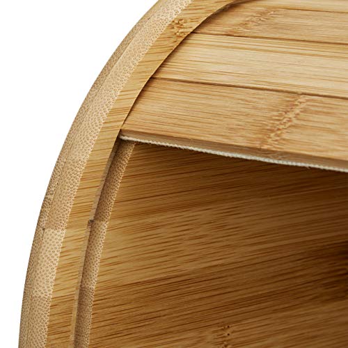 Foto von Relaxdays Rollbrotkasten mit Schublade, Bambus, aromadicht, Brotkasten mit Rolldeckel, HxBxT: 21 x 40,5 x 28 cm, Holz, natur