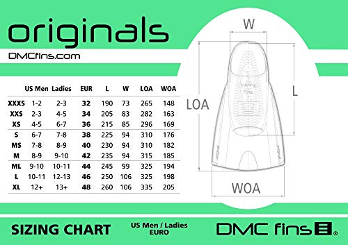 Barbatanas de silicone DMC Original Training com aderência curta para natação, PINK/CHARCOAL, XS (4-