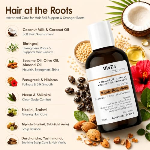 Image of Coconut Milk & Bhringraj Hair Oil | 12+ Herbs & 4 Oils | Supports Hair Fall Control, Root Nourishment & Healthier-Looking Hair | Ayurvedic Inspired | 120ml