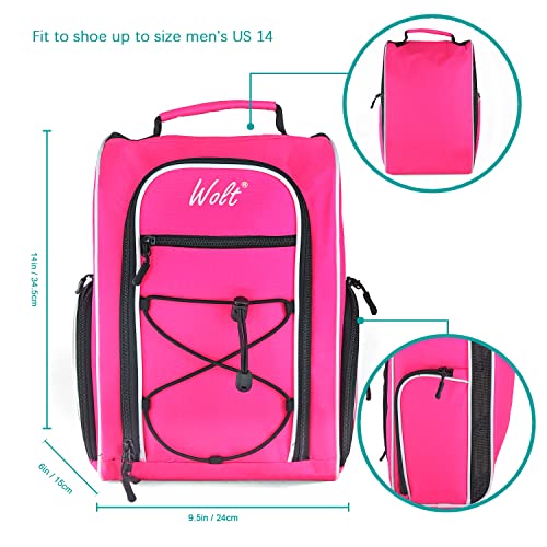 Wolt Golf Shoe Bag - Sports & Travel Shoes Carrier Bags With Ventilation & Double Outside Accessory Pocket For Socks, Tees, Golf Balls, Etc. For Women And Men (Pink) #TOP1