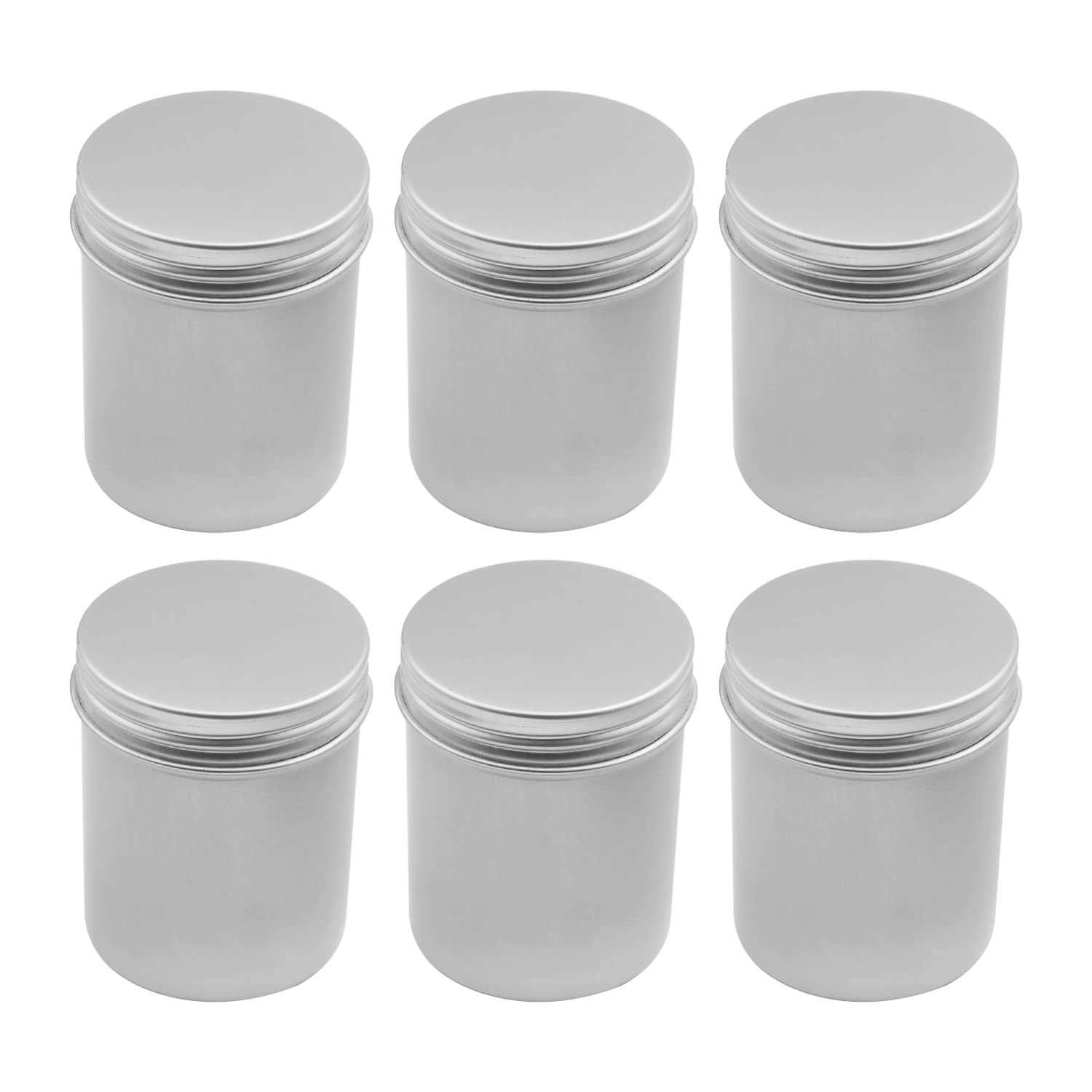 Othmro Silver 6Pcs Aluminium Tin Jars, 2.7Oz Small Containers Tins With Screw Lids, Empty Can Travel Tins For Candles, Cosmetic, Soap (80Ml/2.7Oz)