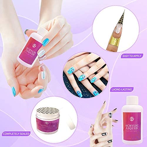 Vafee Professional Clear Acrylic Powder 4 oz with acrylic liquid 5 oz, Acrylic Nail Kit for Doing Acrylic Nails. MMA free.