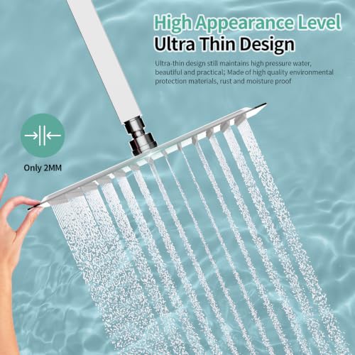 Image of SR SUN RISE Luxury 10 Inch Large Square Stainless Steel Shower Head High Pressure Rainfall Showerhead Ultra Thin Water Saving Polished Chrome