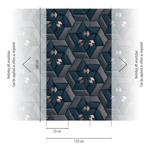 Papier peint géométrique bleu argent 391783-GU Profhome