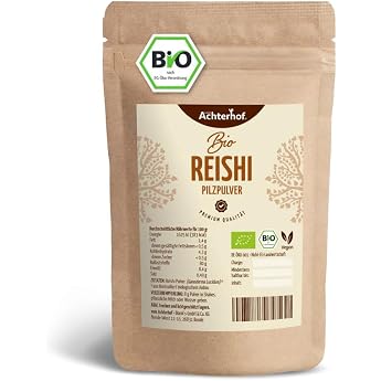 Organic Reishi Powder 100g Natural Mushroom Powder Organic and Vegan Adaptogenic Vital Mushroom from the Whole Fruit Body Achterhof